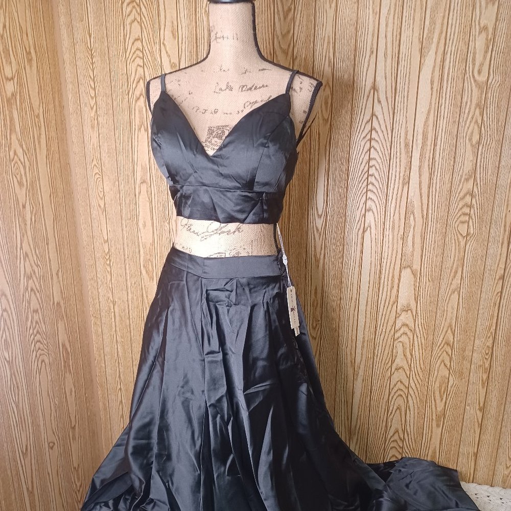 Dresspic v neck spaghetti strap two piece prom/evening dress